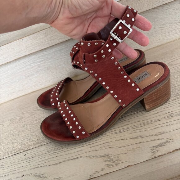 Steve Madden Gila Sandal Brown with Studs Size 8 - Picture 6 of 13